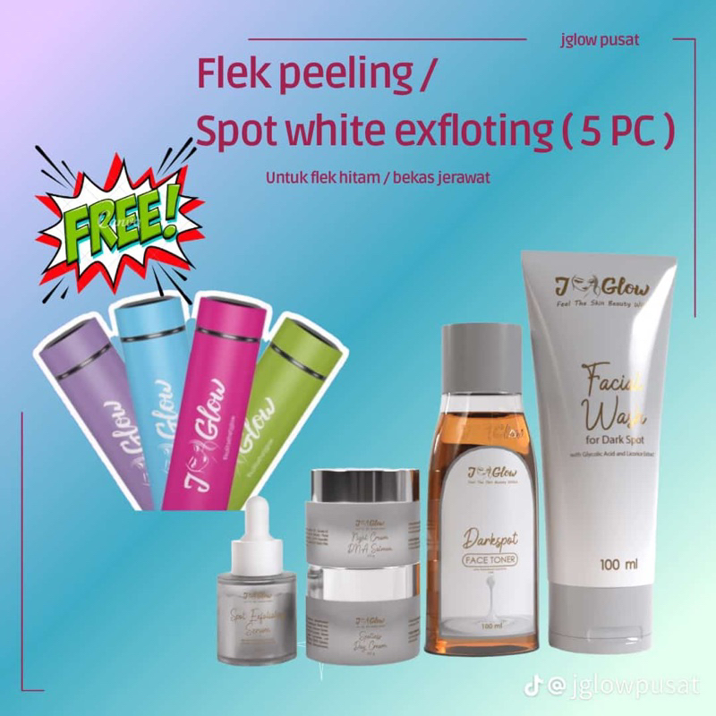 skincare jglow paket spot exfoliating serum whitening jglow paket flek kemasan baru paket flek pelin