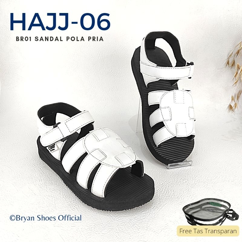 06 BRYAN BR01 Sepatu Sandal Haji Umroh Ninja Gunung Size 36-40 41 42 43 Putih (Pola Besar Pria)