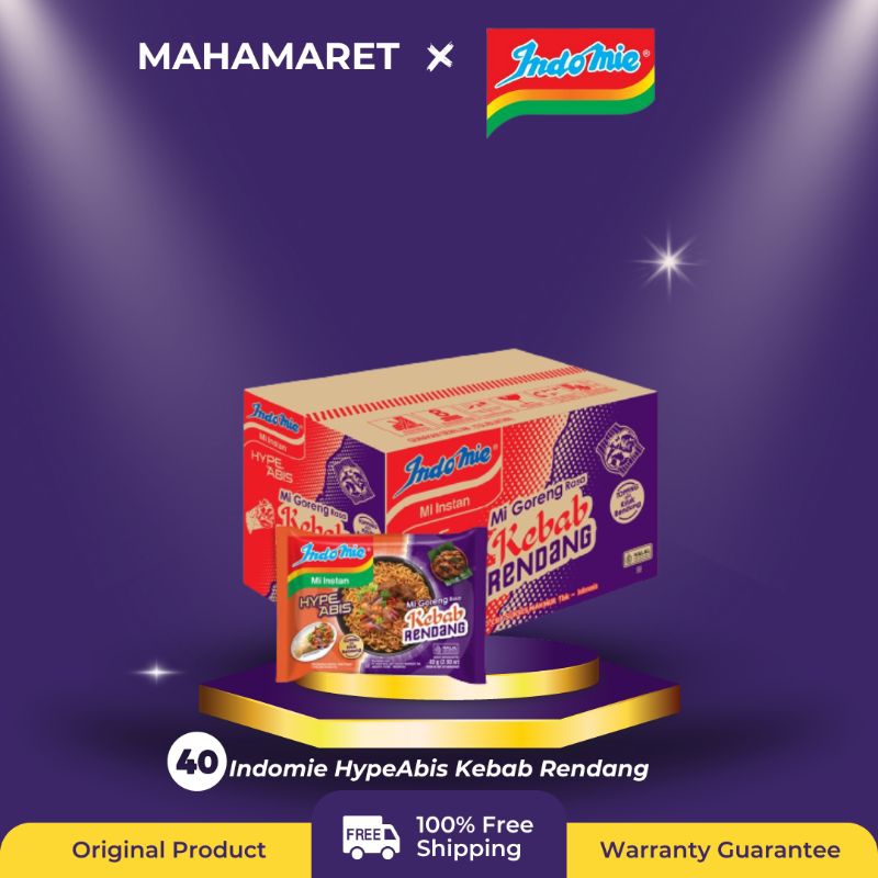 

1 Dus isi 40 Bungkus - Indomie HypeAbis Mi Goreng rasa Kebab Rendang | Mahamaret.