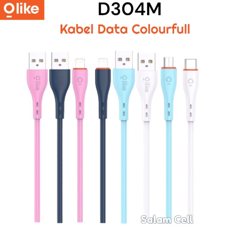 Kabel Data Olike D304C D304L D304M Colourfull Micro Usb Type-C Lightning Original Garansi Resmi