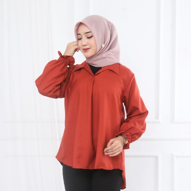 NURY TOP KEMEJA BLOUSE WANITA TERBARU ATASAN SHAKILA V NECK