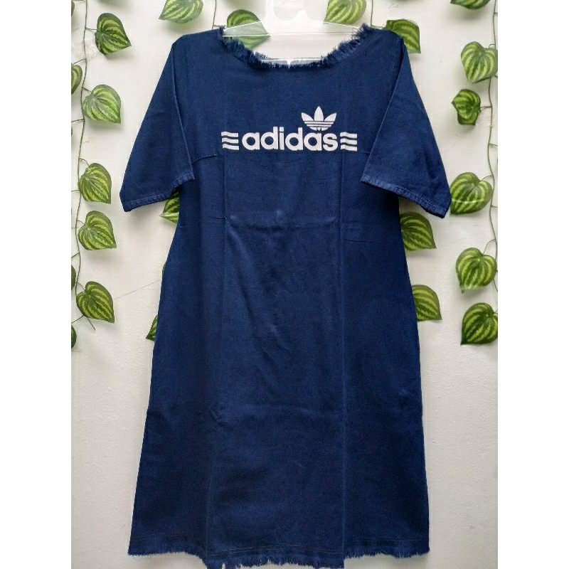 Dress denim Navy, lengan pendek