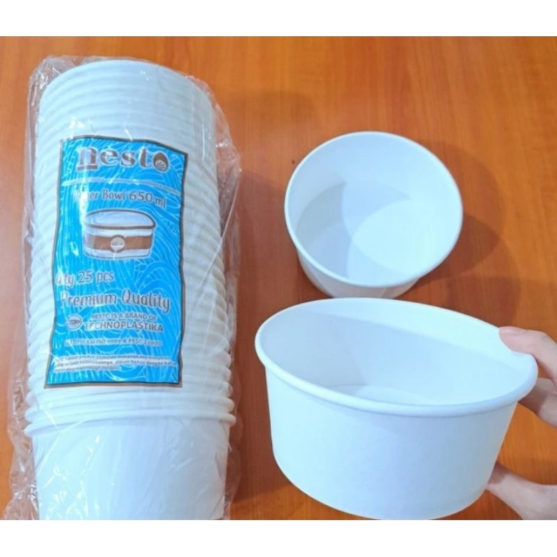 iDk90 Mangkok Kertas 650ml - 650 Ml Paper Bowl - 500Pcs / Kardus