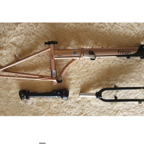 Frame Fork Fnhon Storm V Brake 20 22 inch Warna COKLAT HITAM Chromlly