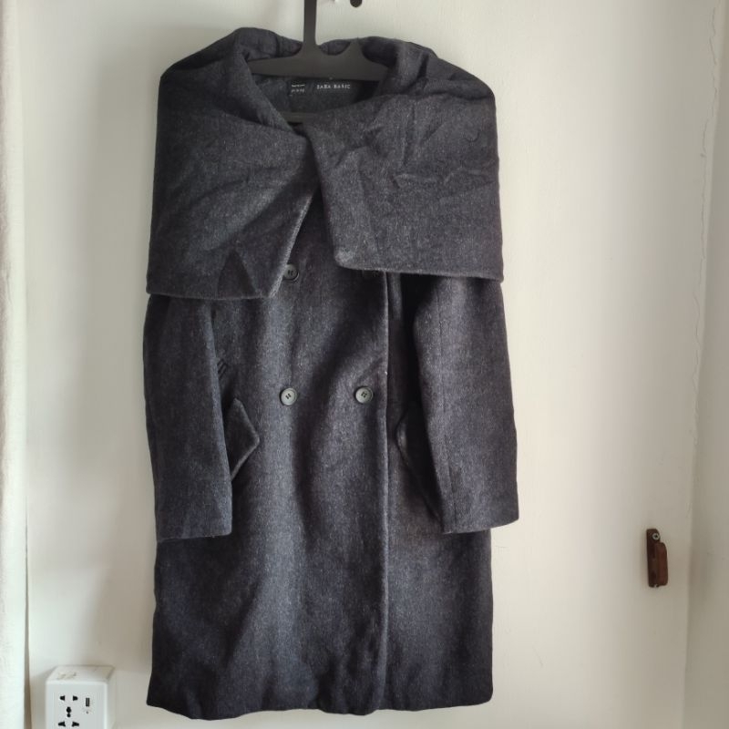 Coat wool ZARA Basic outerwear jacket baju winter musim dingin wanita perempuan PL Preloved thrift bekas used