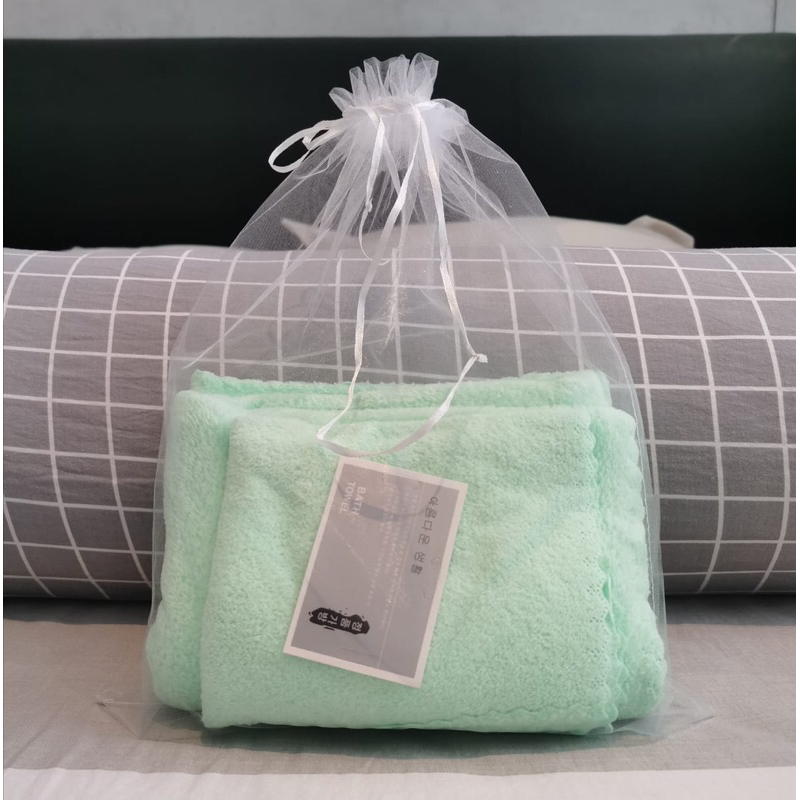 Handuk Microfiber 2 in 1 SET / Gift Set Handuk Lembut Jumbo Big Size 140x70 Bayi Anak Dewasa / Handuk Korea Handuk Mandi Handuk Muka/ Handuk Set 2 Pcs And Handuk Mandi Dewasa