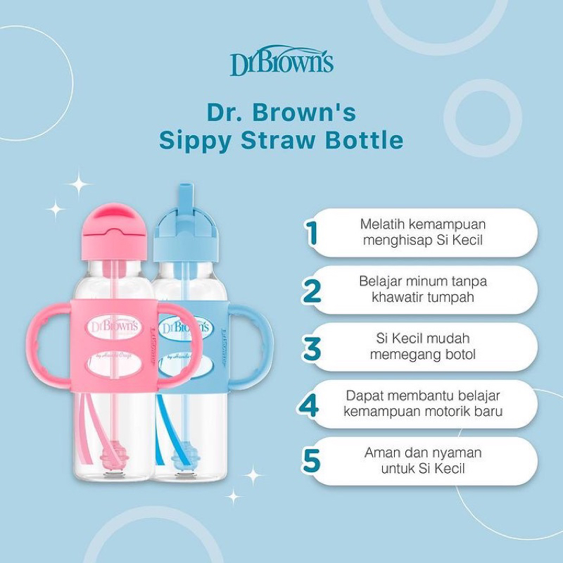 Dr Brown Sippy Straw Bottle Weighted 250 ml 270 ml Free Brush Botol Minum Anak