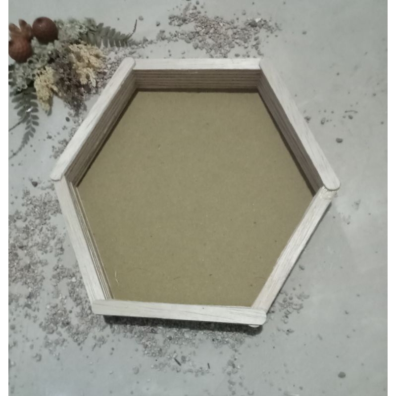 frame hexagonal /kerajinan /stik es krim/unik/murah/prakarya/