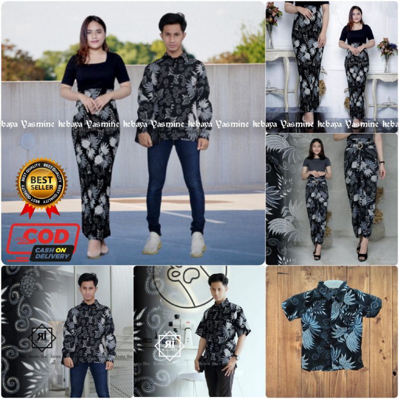 COUPLE ROK PLISKET JUMBO SET KEMEJA BATIK PRIA / BAJU BATIK COUPLE MOTIF CENDRAWASIH SILVER / KELAPA
