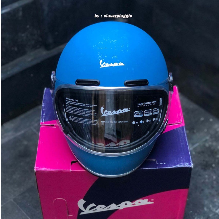 Helm Vespa Original Piaggio Full Face Blue