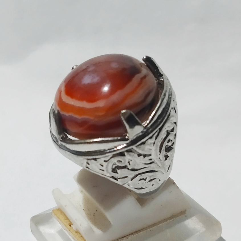Cincin Batu Akik Motif Puser Bumi Asli Multi warna