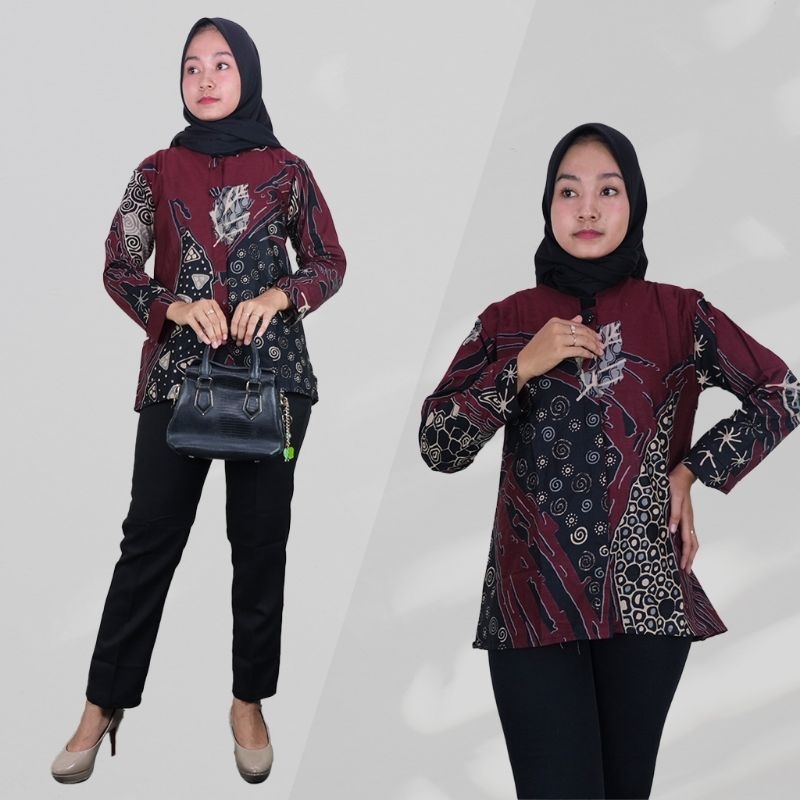 Blus / Kemeja Wanita Batik Lengan Panjang - Naira Batik