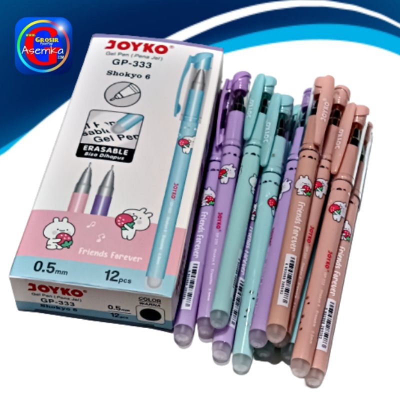 Erasable Gel Pen Pulpen Bisa Dihapus Joyko GP-333  Shokyo 6 Gel 0.5 mm 12pcs