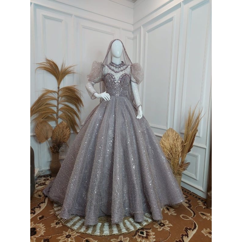GAUN PENGANTIN  BERBY BEREKOR//GAUN MODREN | GAUN PAYET BUNGA 3D | BAJU WEDDING MEWAH | BAJU PENGANTIN TERBARU