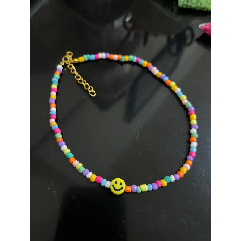 kalung manik | choker kalung rainbow smile | custom | beaded jewelry