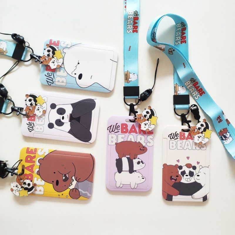 

ID Card Holder Name Tag Lanyard / Kalung Wadah Kartu Identitas Cute We Bare Bears Ice Bear Panda Grizzly Motif Beruang Lucu