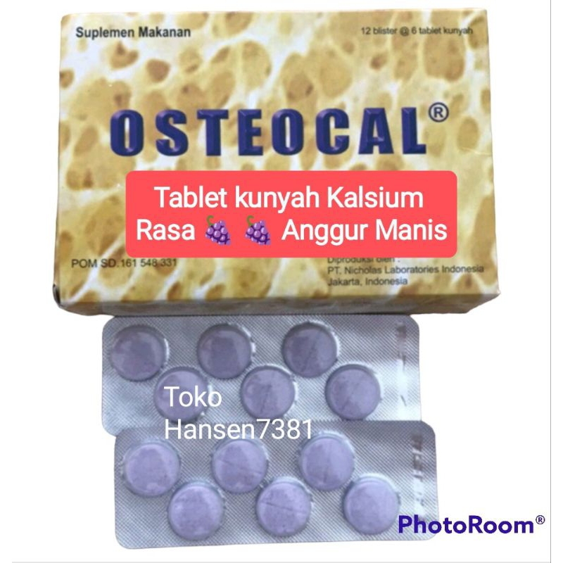 OSTEOCAL BOX isi 12 STRIP Kalsium KUNYAH Rasa Anggur