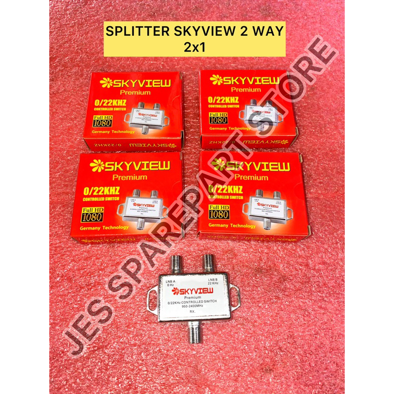 Splitter 2 Way Untuk TV Kabel UHF Parabola Skyview SV-02 (5-2400MHz)