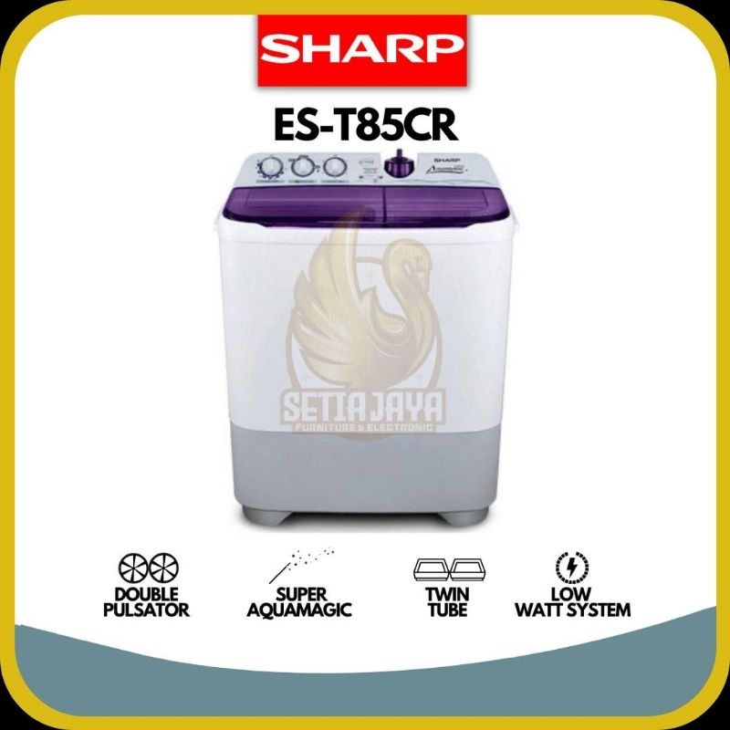 SHARP Mesin Cuci 2 Tabung 8 KG - (ES-T85CR)