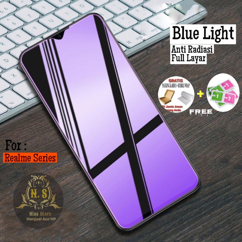 Tempered Glass Blue Anti Radiasi Realme C1 C2 C3 C10 C11 C12 C15 C17 C20 C21 C21Y C25 C25S C25Y C30 C30S C31 C33 C35 C55 C53 9 9i 9 PRO 9 PRO+ 10 10 PRO 10 PRO+ Anti Gores Blue Light / Anti Gores Kaca / Full Layar / Tg Blue Ray