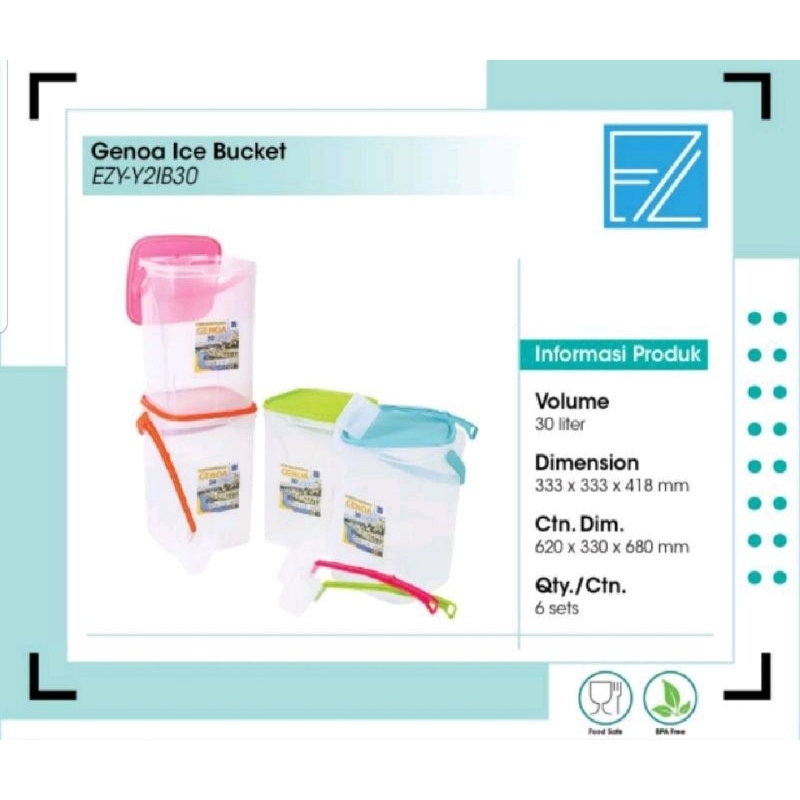 EZY : GENOA ICE BUCKET 30 LITER  TOPLES / AKUARIUM ES BUAH + GAYUNG