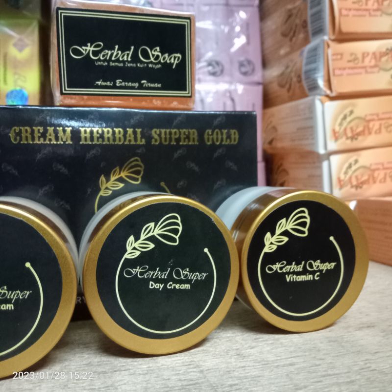 (BOK HITAM) Cream Herbal Super Gold Box 4in1