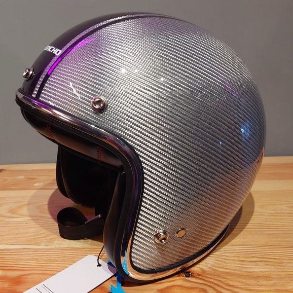 JERICHO CARBON CF500 SILVER LIST PURPLE | HELM HALF FACE | ORIGINAL JERICHO