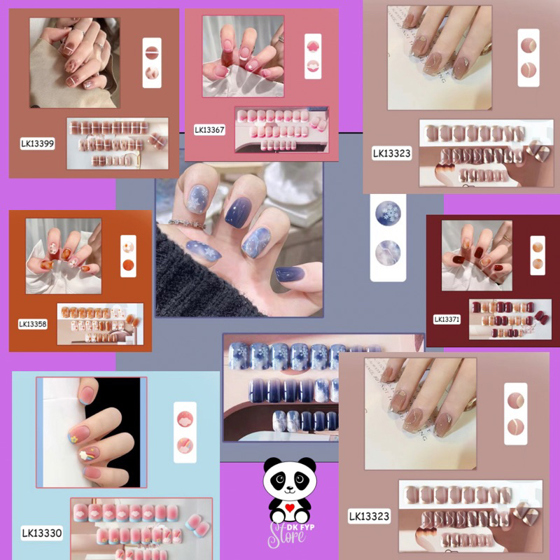 [✅bisa COD][✅Gratis LEM dan KIKIR ] (DK0069) 24pcs/ set Kuku Palsu Pendek Panjang Imitasi Nail Tip E