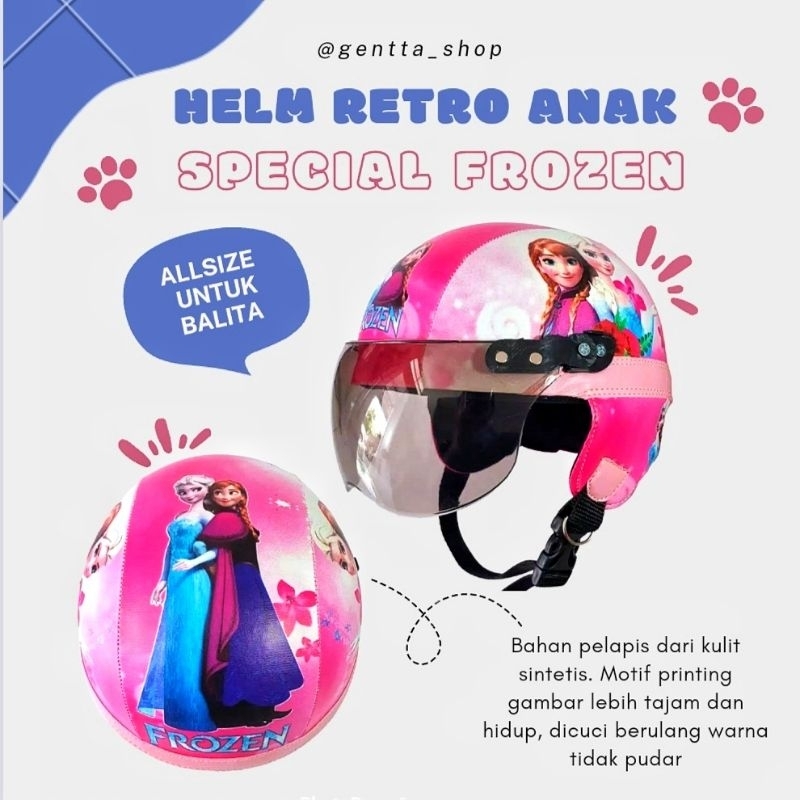 HELM ANAK RETRO SPECIAL FROZEN - HELM ANAK CEWEK - HELM KARAKTER - HELM BOGO - HELM SEPEDA