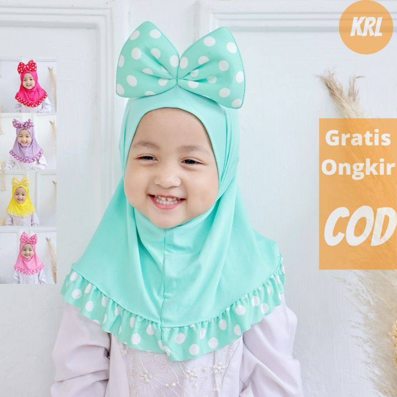 HIJAB BAYI MICKEY PITA POLKADOT / HIJAB BAYI LUCU / HIJAB BAYI / HIJAB ANAK / KERUDUNG ANAK