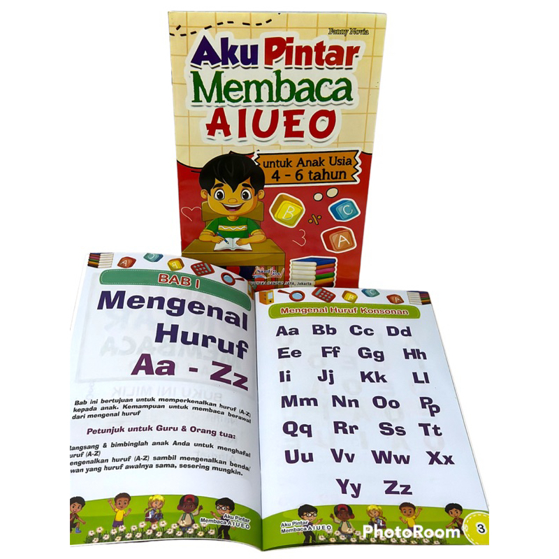Buku Anak Aku Pintar Membaca AIUEO Untuk Anak Usia 4-6 Tahun Full Colour