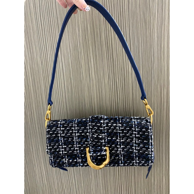 charles & keith gabine tweed shoulder bag