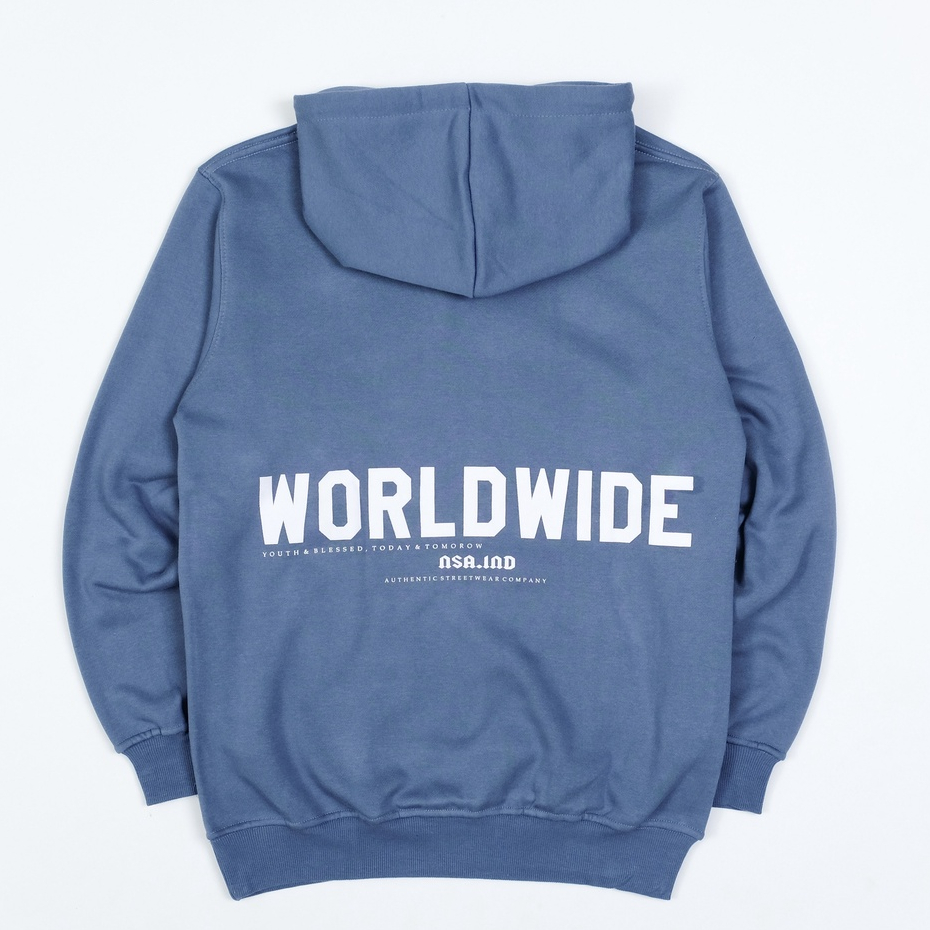 Nsa Ind  Hoodie Worldwide  Blue Denim Pria Wanita Oversize