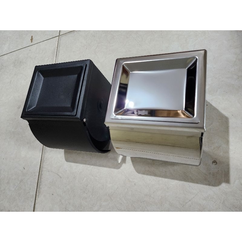 Tempat tissue asbak stainless hitam / black