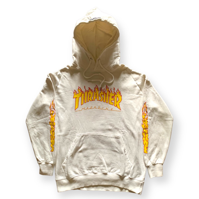 HOODIE SUPREME X THRASHER FLAME WHITE