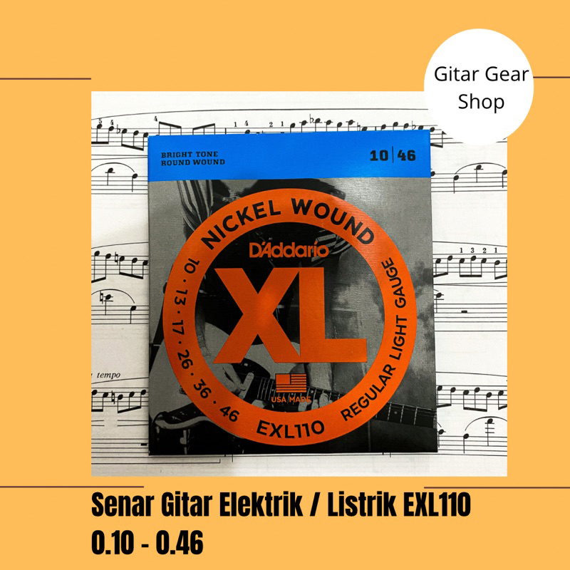 SENAR TALI GITAR ELEKTRIK LISTRIK D ADDARIO DADDARIO EXL110 010 046 1 set isi 6 senar