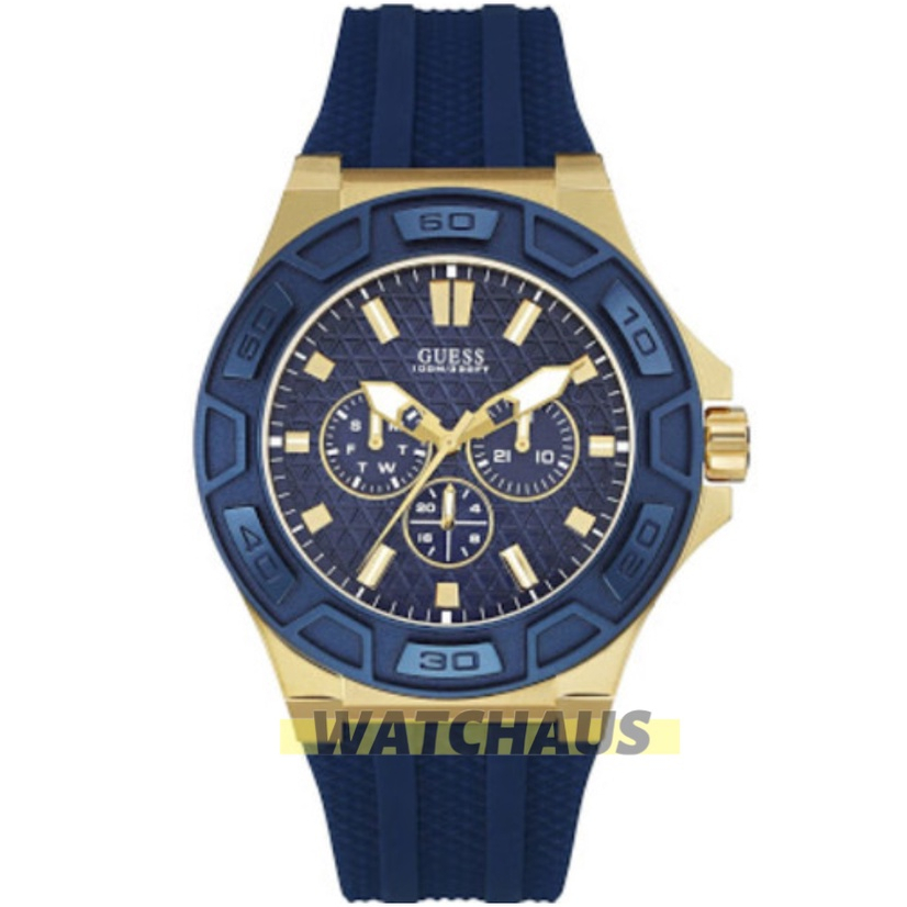 JAM TANGAN PRIA GUESS FORCE W0674G2 W0674 G2 ANALOG CHRONOGRAPH GOLD BLUE RESIN/ SILICONE/ RUBBER ST