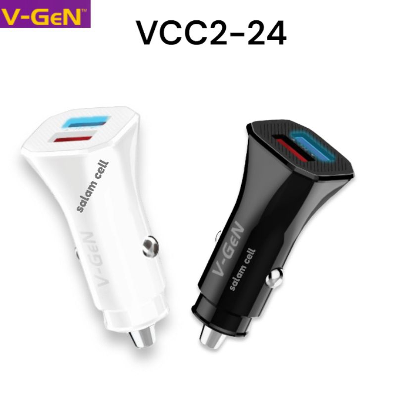 Charger Mobil V-Gen VCC-24 3,4A Car Charger DC 12V &amp; 24V Original Vgen Garansi Resmi