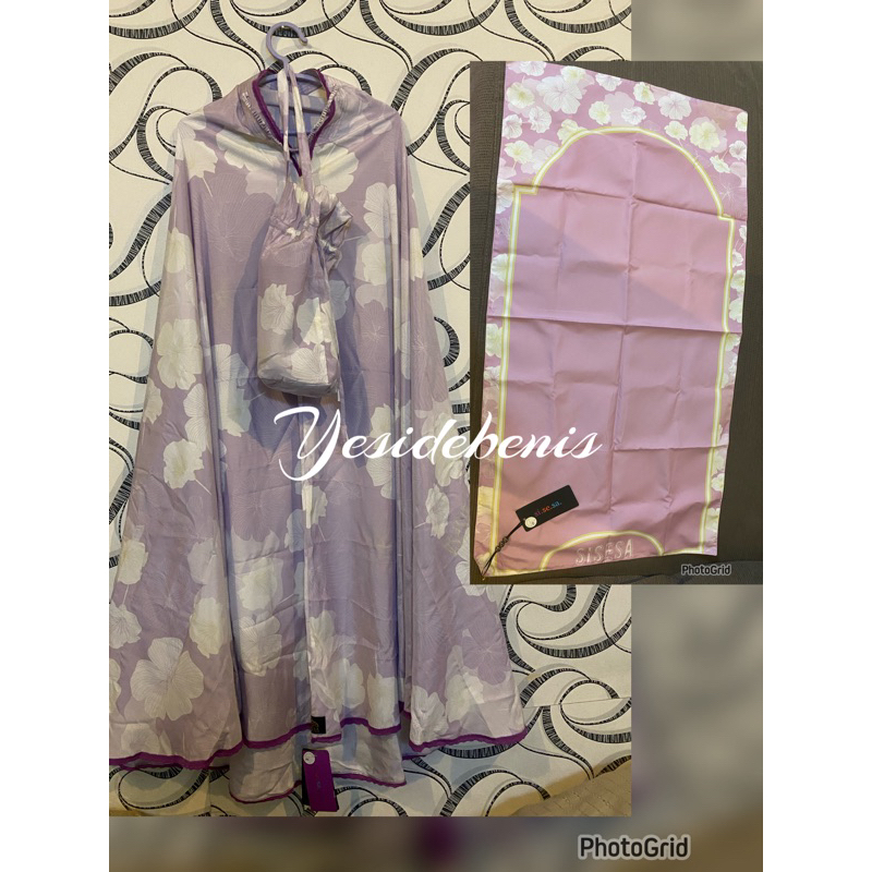 new mukena SISESA + sajadah warna lilac cantik + tas mukena SiSeSa