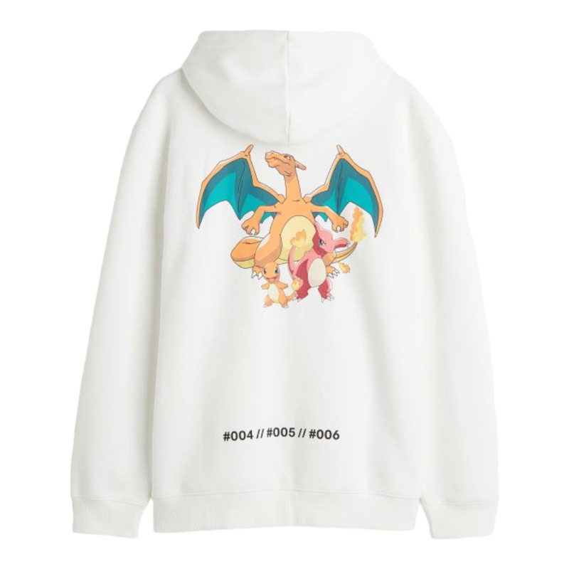 ( 8.8 ) Hoodie H&amp;M Unisex Sablon Pokemon White Putih, Flecee Katun Lembut Tebal, Free Papperbag