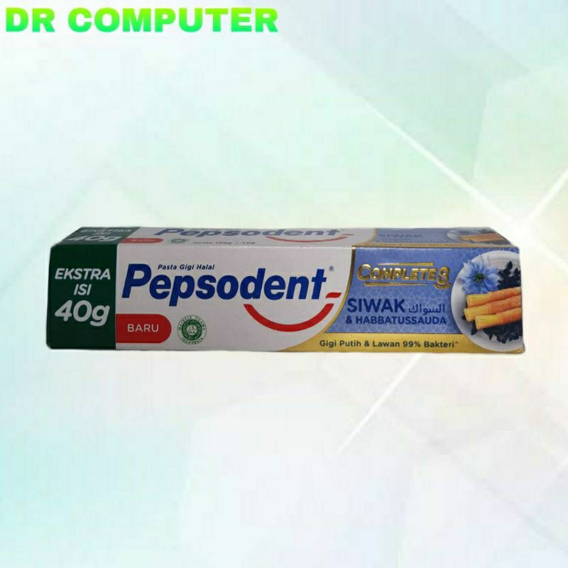 pepsodent complete8 siwak & habbatussauda 150gr + 40gr pasta gigi odol