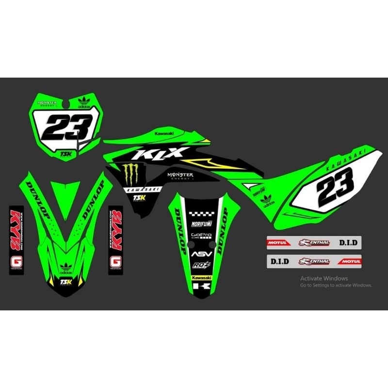 Decal Custome Hijau Kawasaki klx Gordon s