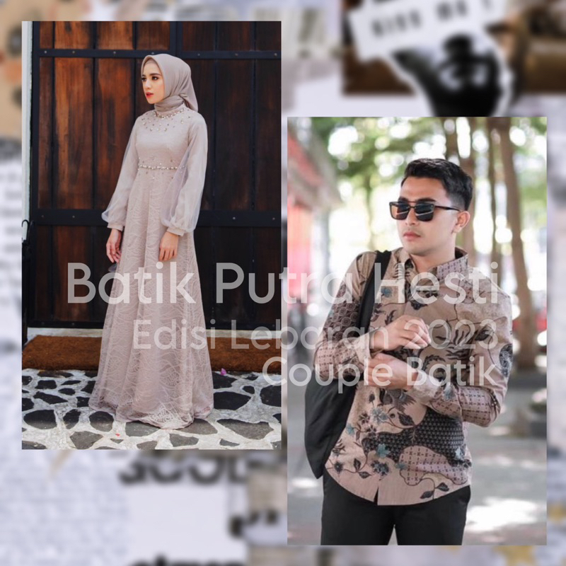 Sepasang Gamis Brokat tile terbaru baju fashion wanita modern batik pria fashion M L XL XXL