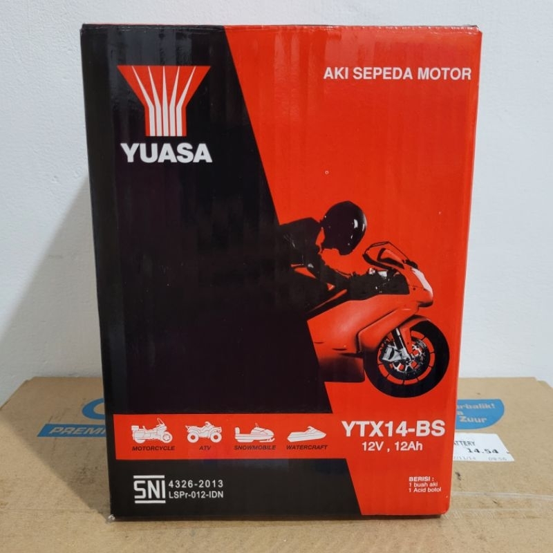 AKI YUASA YTX14-BS YTX14BS AKI MOTOR GEDE, MOGE, BMW