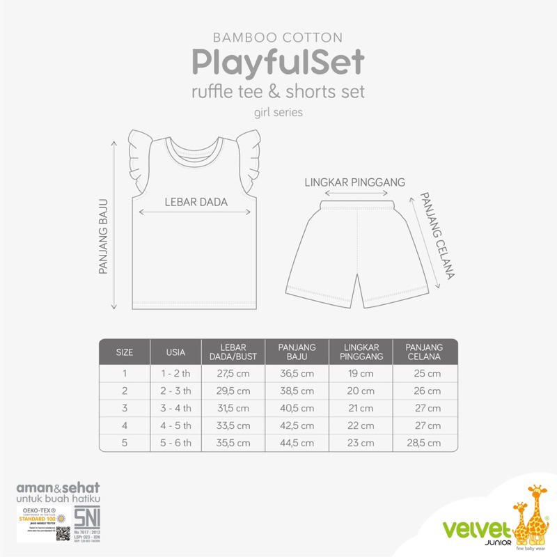 Limited Editions-Cotton Bamboo PLAYFULL SET Velvet Junior usia 12345