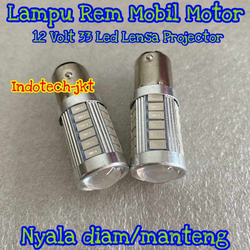 Lampu Rem Mobil Motor 12 Volt 33 Led Kaki 2 Bayonet 1157 NYALA DIAM