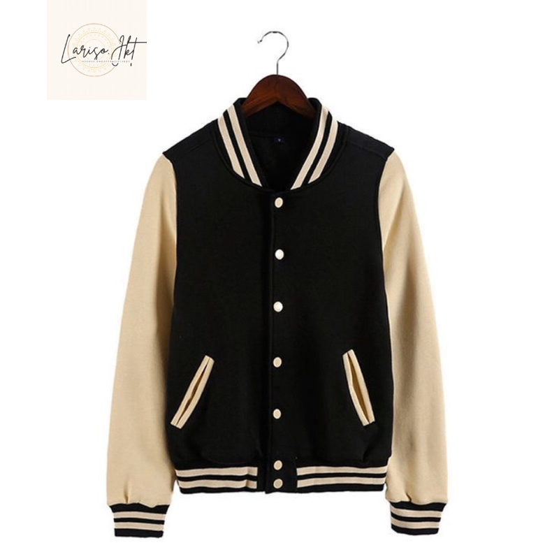 LARISO.Jkt - Jaket Varsity Baseball Pria Wanita - Varsity Jacket Vintage Baseball Oversize Jumbo Ori