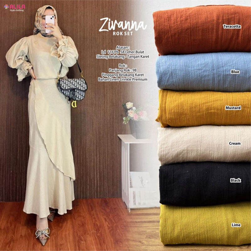Setelan zivanna rok set linen crinkle LD 116