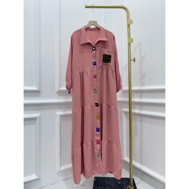 GAMIS CRINKLE LEBARAN NAMARA MAXI PELANGI ALLSIZE ABG EID IDUL FITRI MURAH KANCING BUSUI MODELLANO PGMTA