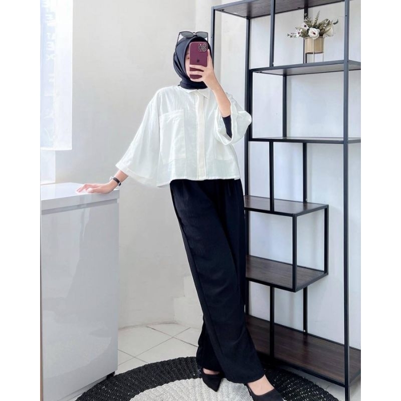 Kemeja Linen Wanita / Atasan Wanita Korean Style / Kemeja kantong terbaru